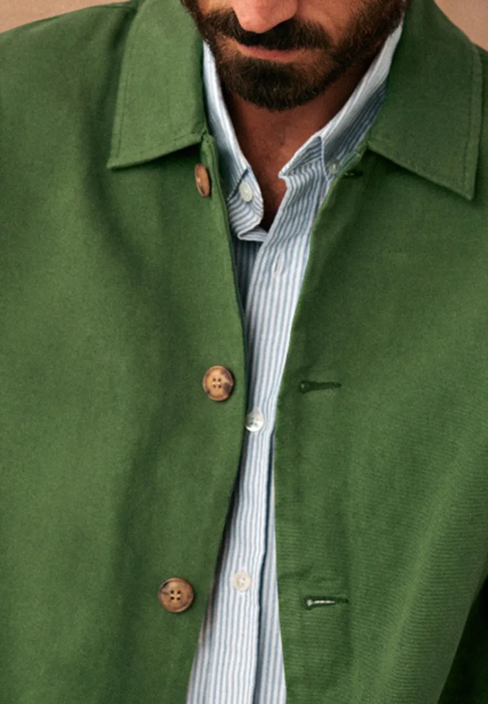 Forest Green Cotton Button Front Chore Jacket