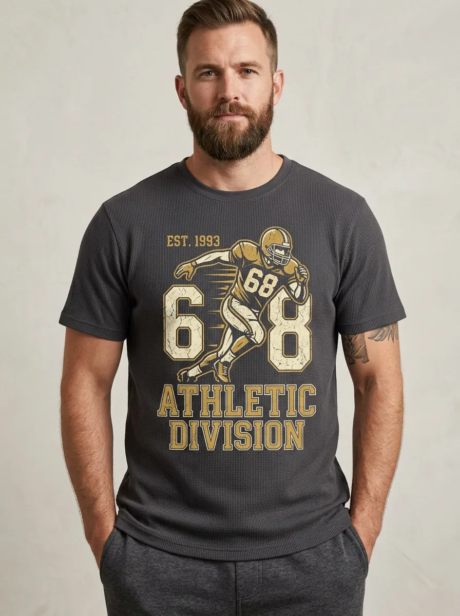 Men's Football Ball Athletic Crew Neck Graphic T-Shirt