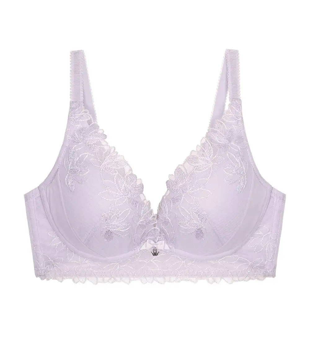 Women's Classic Non-Wired Deep-V Push-Up Lace Lightweight Bra
