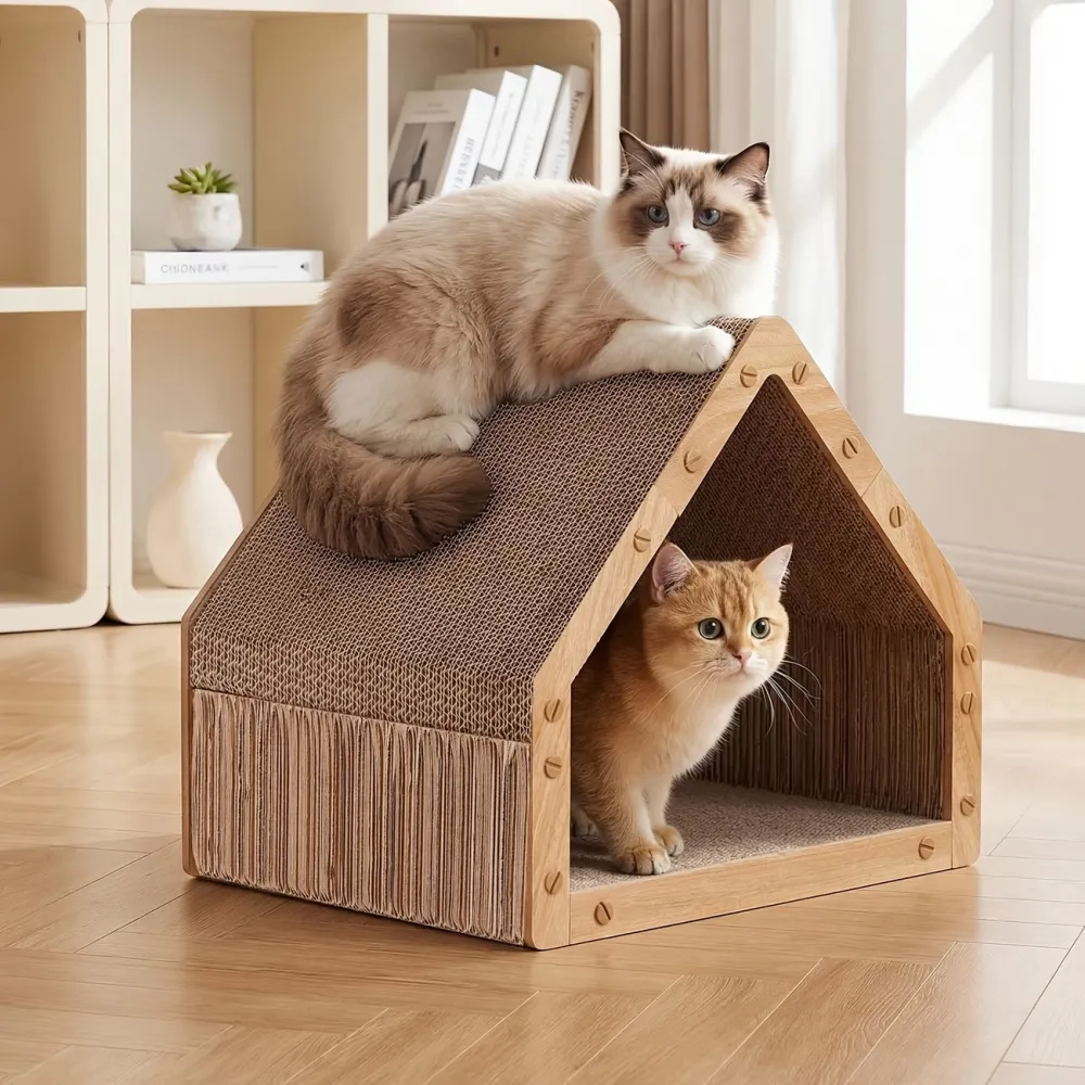 2-in-1 Cat House & Scratcher