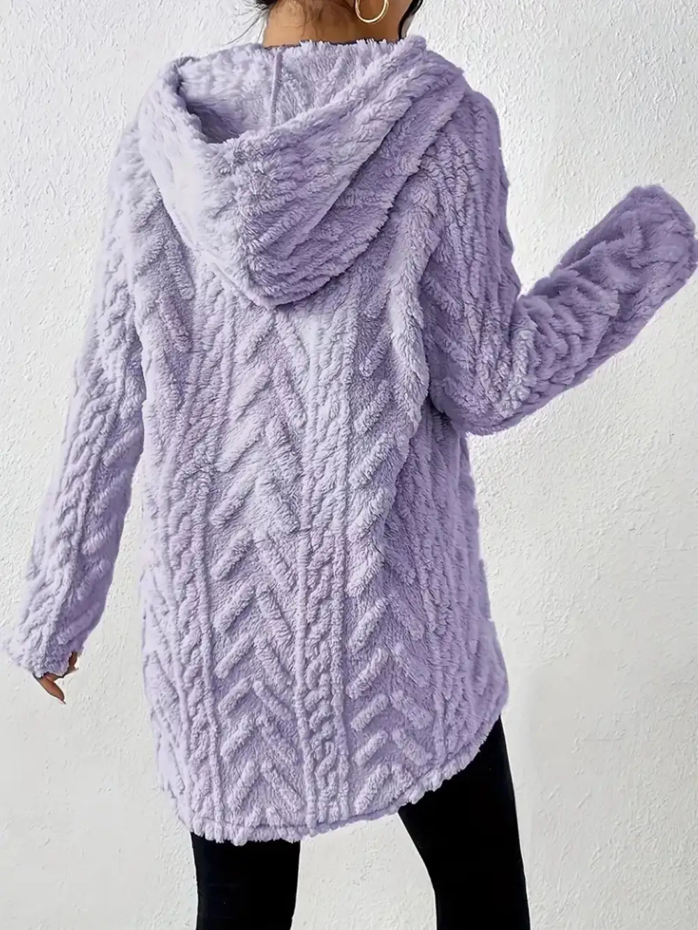 Drawstring Textured Fleece Hoodie