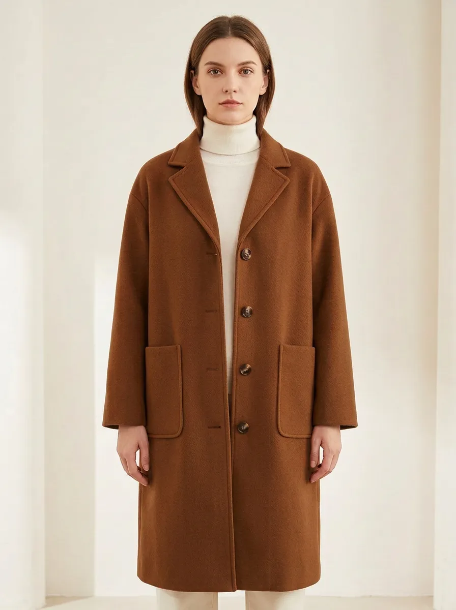 Modern Wool-Blend Outerwear Coat