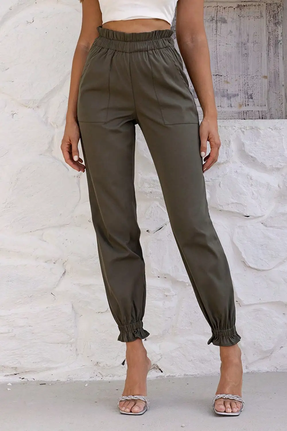 Paperbag Waist Pocketed Casual Pants