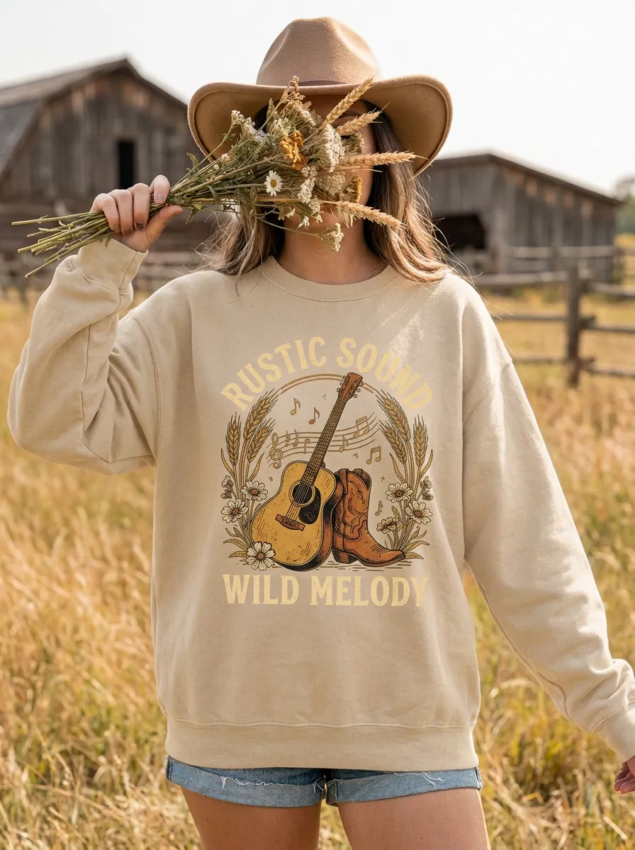 Cowboy-Boot Women's Country Music Crewneck Sweatshirt