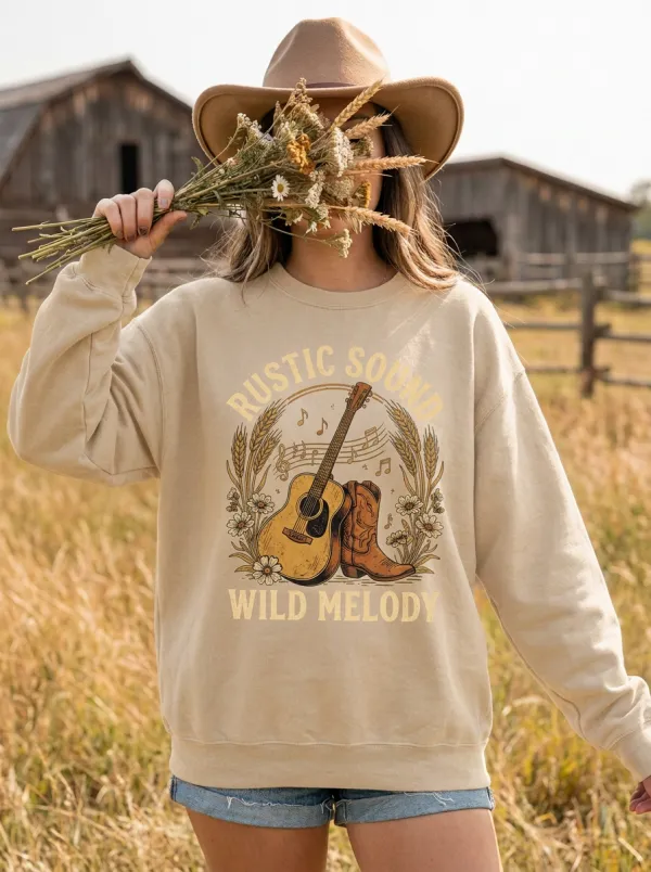 Cowboy-Boot Women's Country Music Crewneck Sweatshirt
