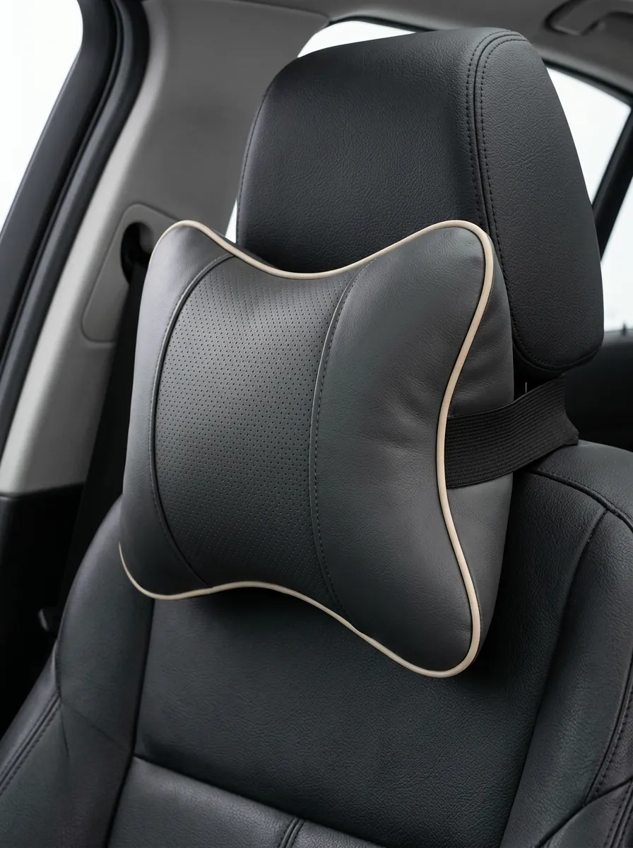 Leather-Look Car Neck Support Pillow