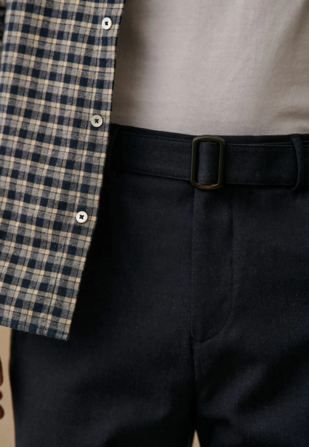 Black Classic Straight Leg Belted Trousers