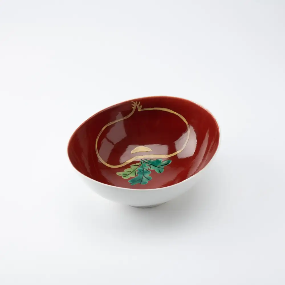 Deep Leaf Hand-Painted Serving Bowl