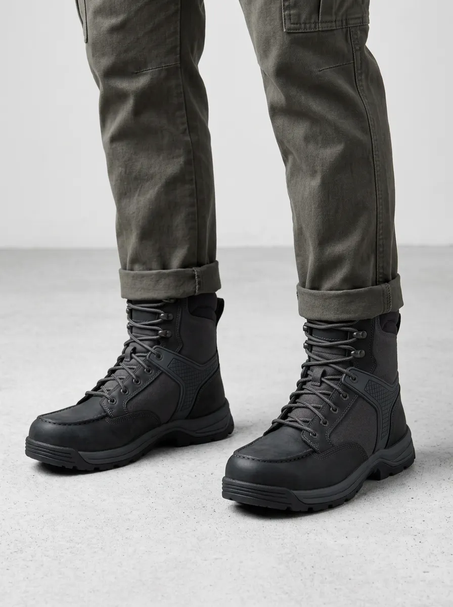 Unisex Modern Tactical Outdoor Leather Print Work Boots
