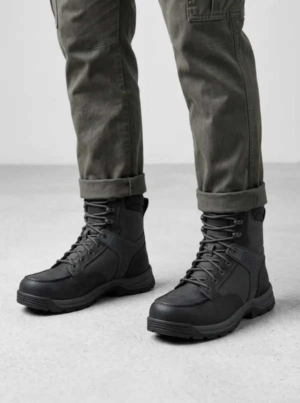 Unisex Modern Tactical Outdoor Leather Print Work Boots