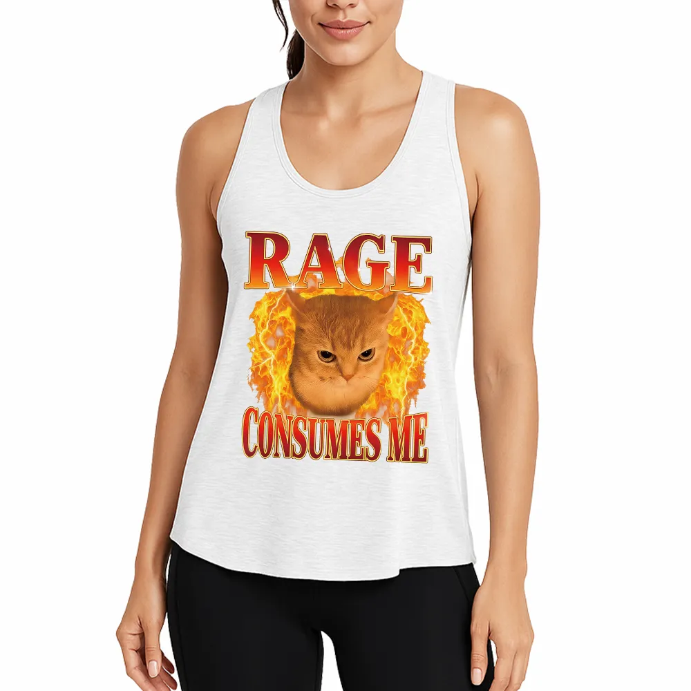 Rage Consumes Me Edgy Funny Cat Meme Athletic Tank