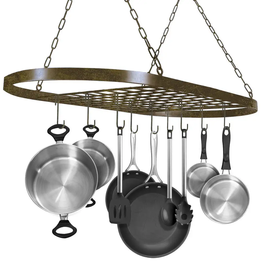 Pot Pan Ceiling Rack With Hooks