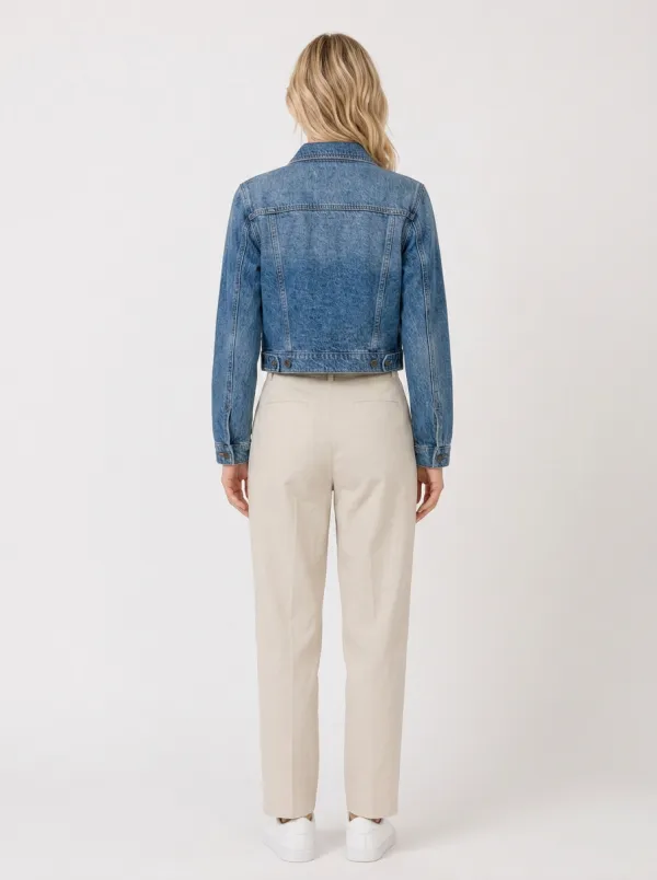 Women's Vintage Floral Embroidered Blue Denim Jacket