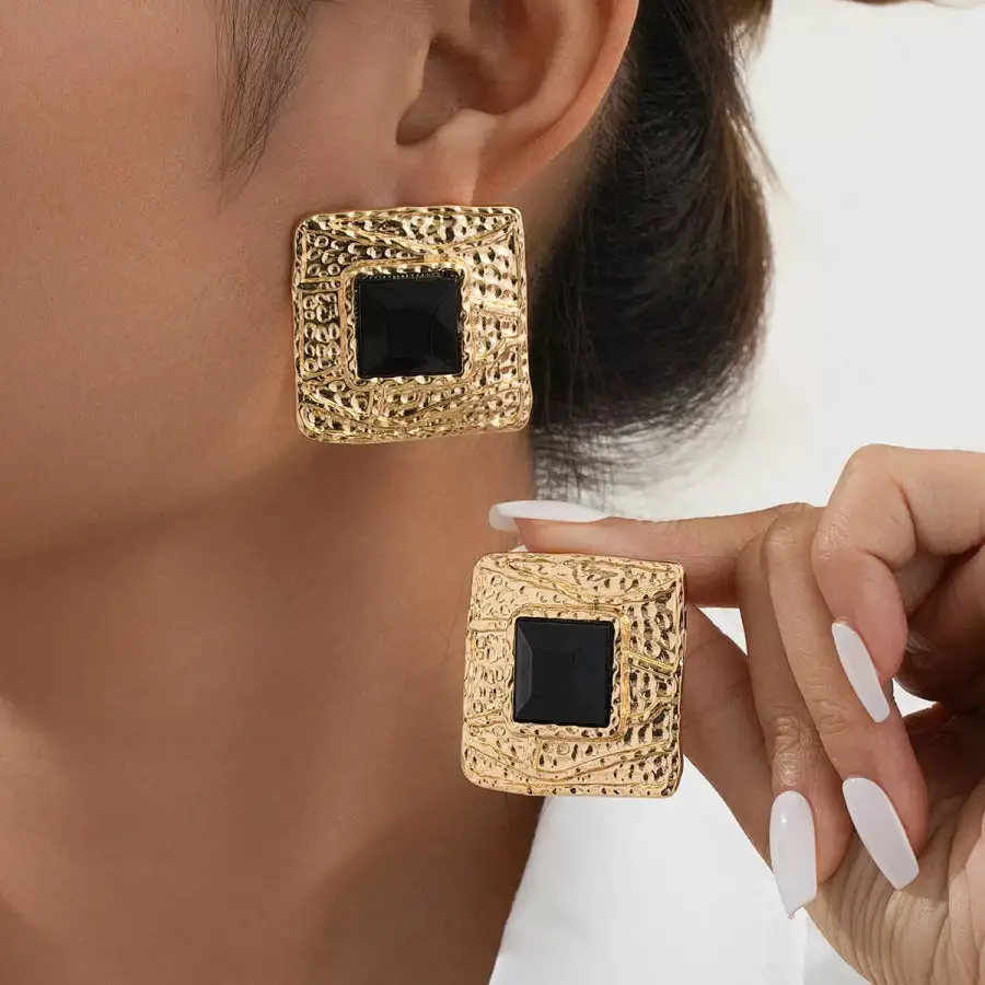 K Gold Plated Square Earrings