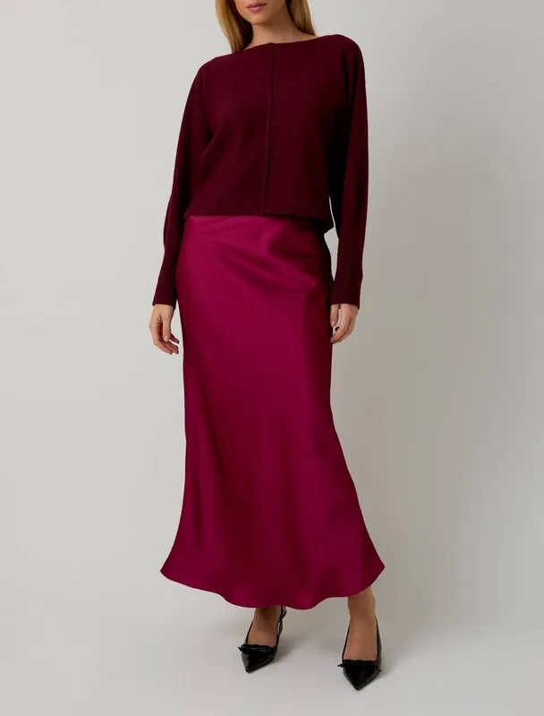 Everyday Fit Cranberry Satin Skirt