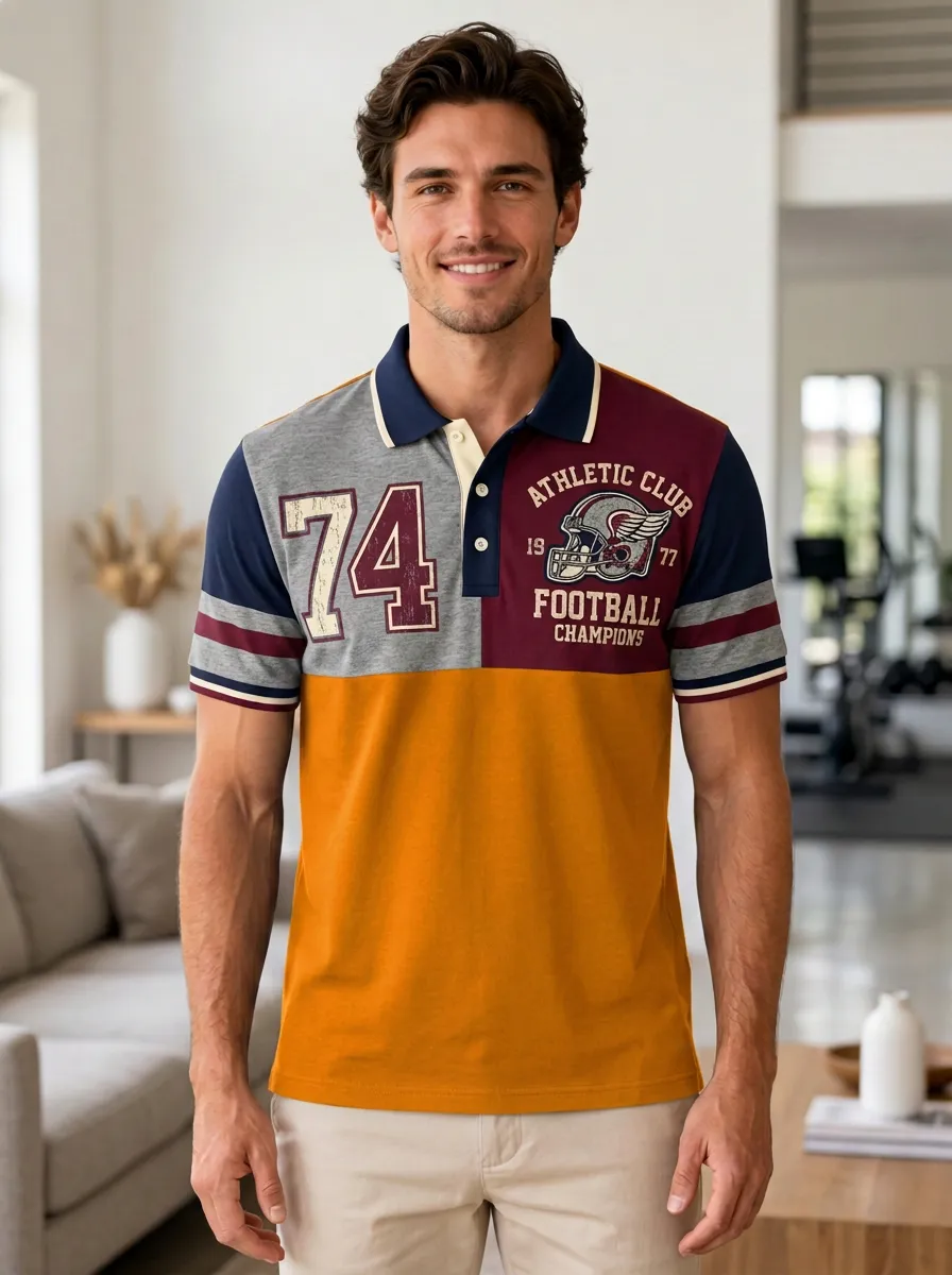 Men's Casual Gridiron Helmet Polo Shirt