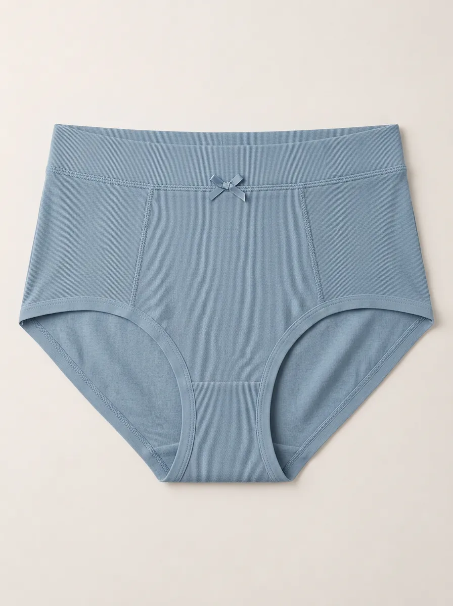 Women's High Waist Ribbed Bow Detail Panties