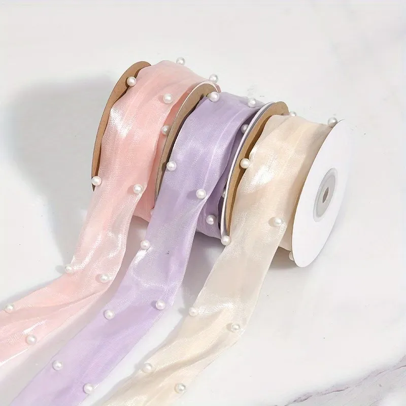 Pearl-Adorned Pastel Ribbon