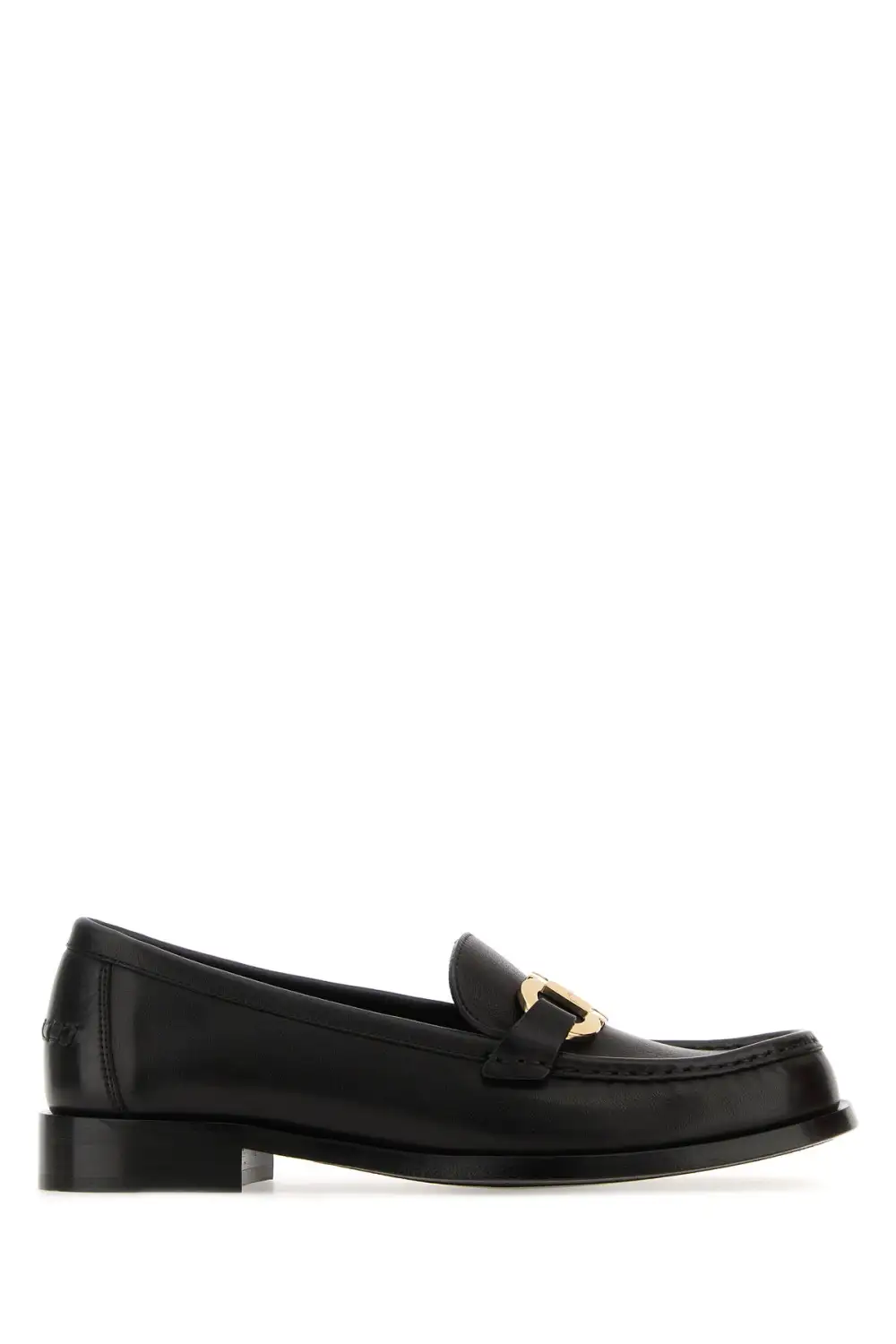 Smooth Leather Metal Instep Loafers