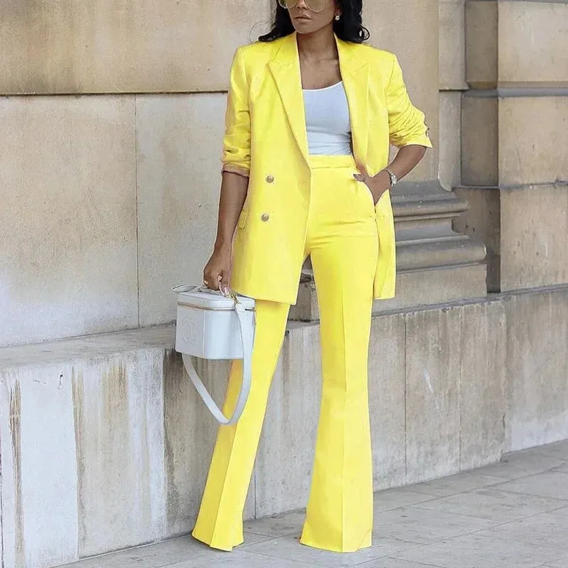 Polished Formal Suit Set with Tailored Long Blazer
