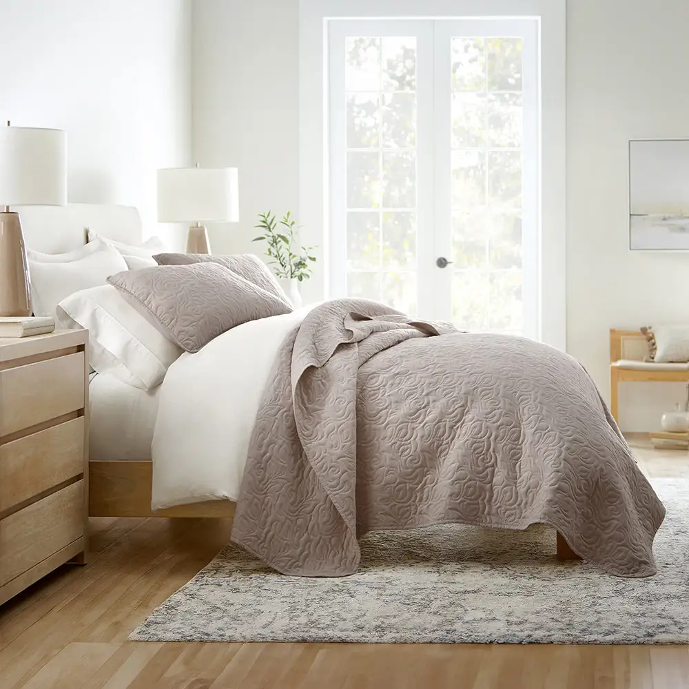 Floral Stitch Quilted Coverlet Set