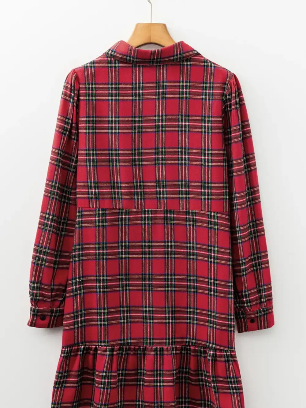Plaid Half Button Ruffle Mini Dress