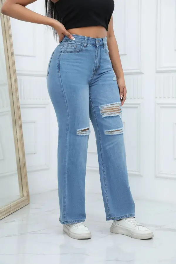 Ripped Wide Leg Jeans