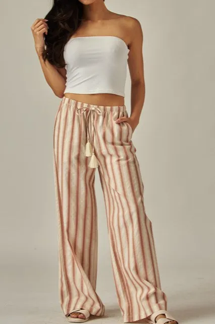 Signature Striped Cotton Wide Leg Pants