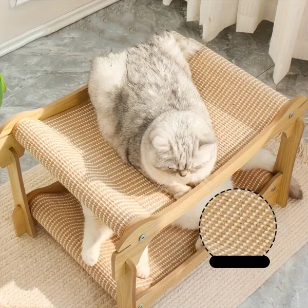 2-Tier Wooden Cat Bed