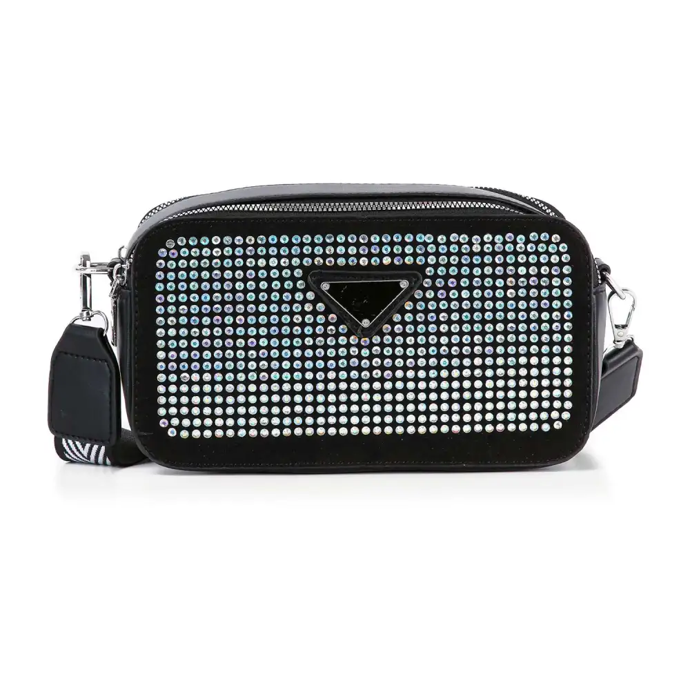 Crystal Accent Faux Leather Clutch Bag