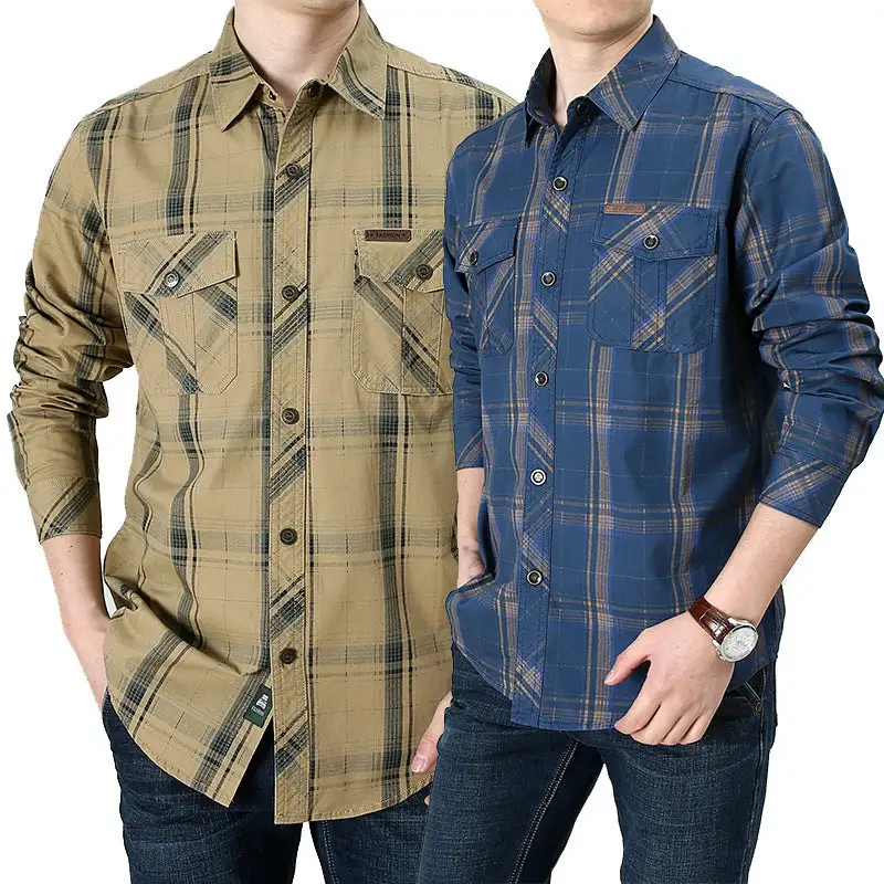 Men's Checkered Long-Sleeve Shirts