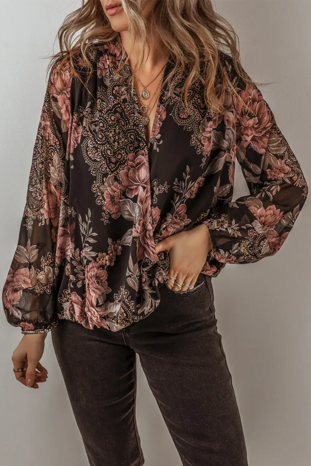 Floral V-Neck Blouse