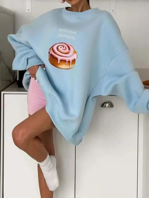 Dessert Drop Shoulder Oversized Baggy Fit Sweatshirt