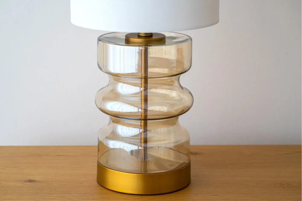 Amber Glass Tall Table Lamp