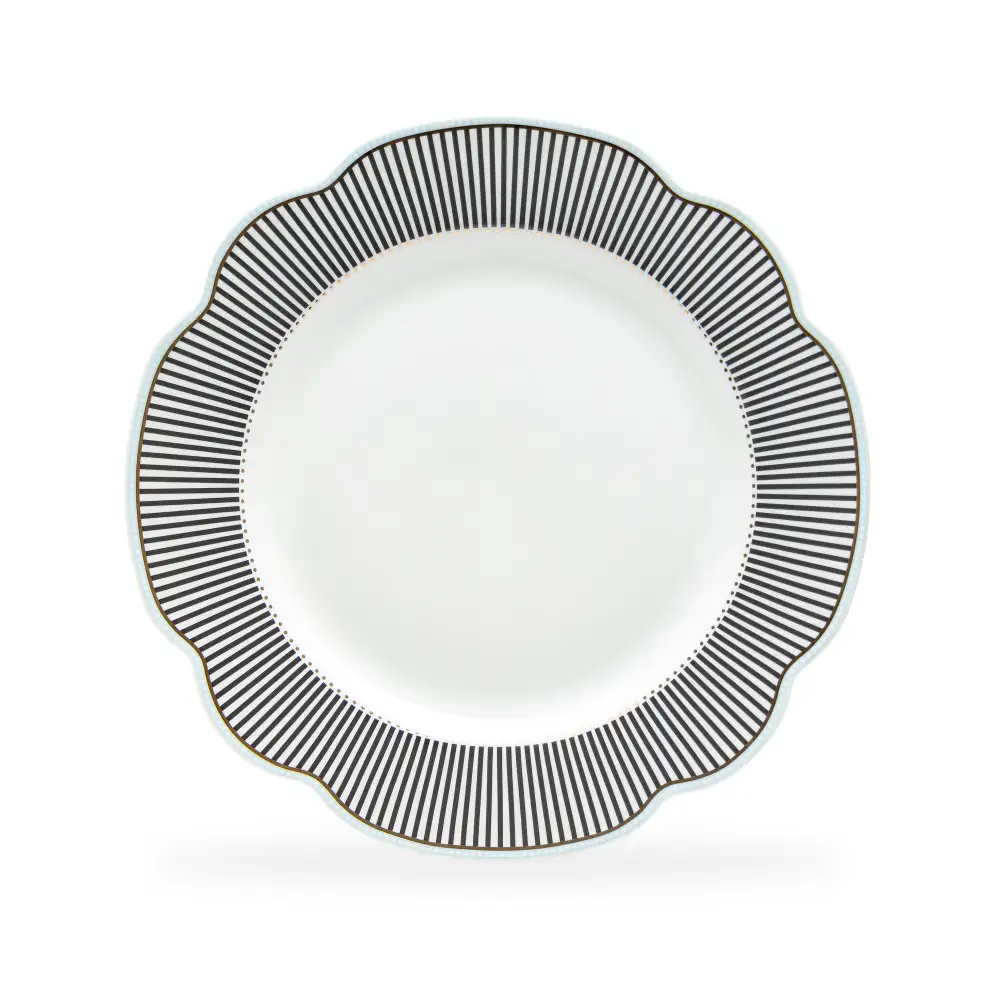 Modern Striped Scalloped Porcelain Dinner Plate