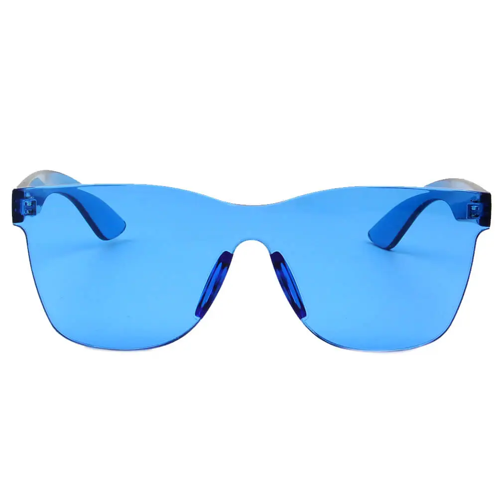 Scalloped Square Rimless Frame Sunglasses