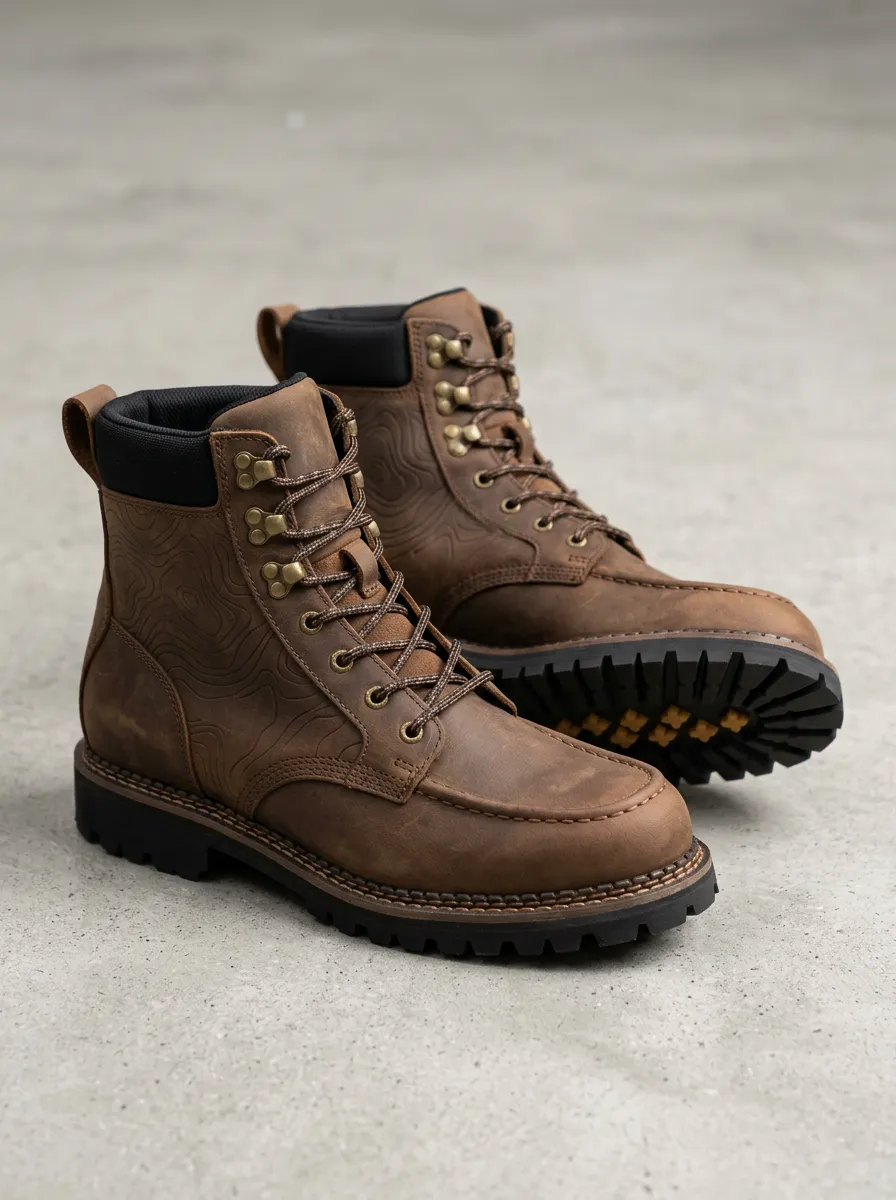 Unisex Versatile Outdoor Enthusiast Topographic Map Print Work Boots