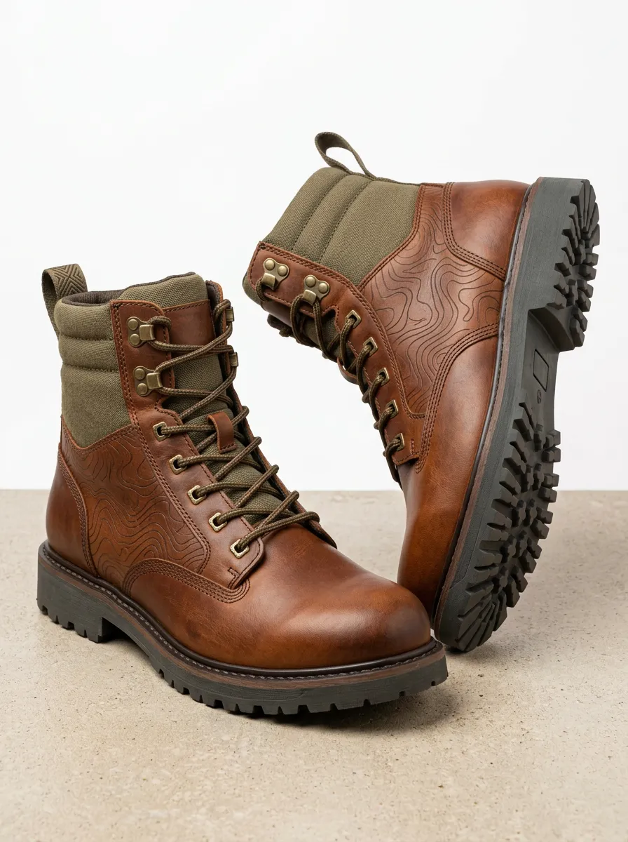 Unisex Everyday Outdoor Hiking Lover Topographic Pattern Print Work Boots