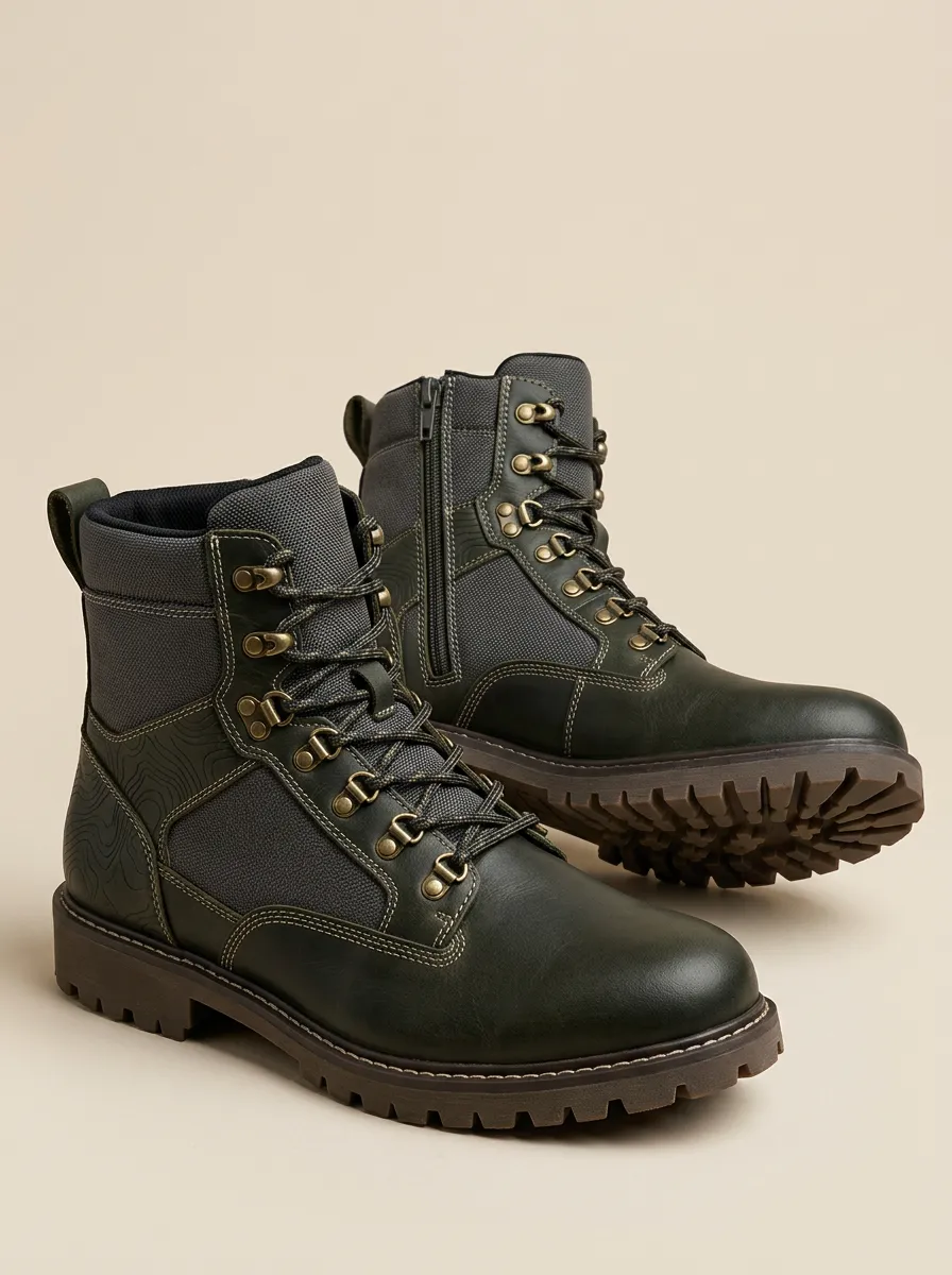 Unisex Everyday Outdoor Adventure Topographic Pattern Print Work Boots