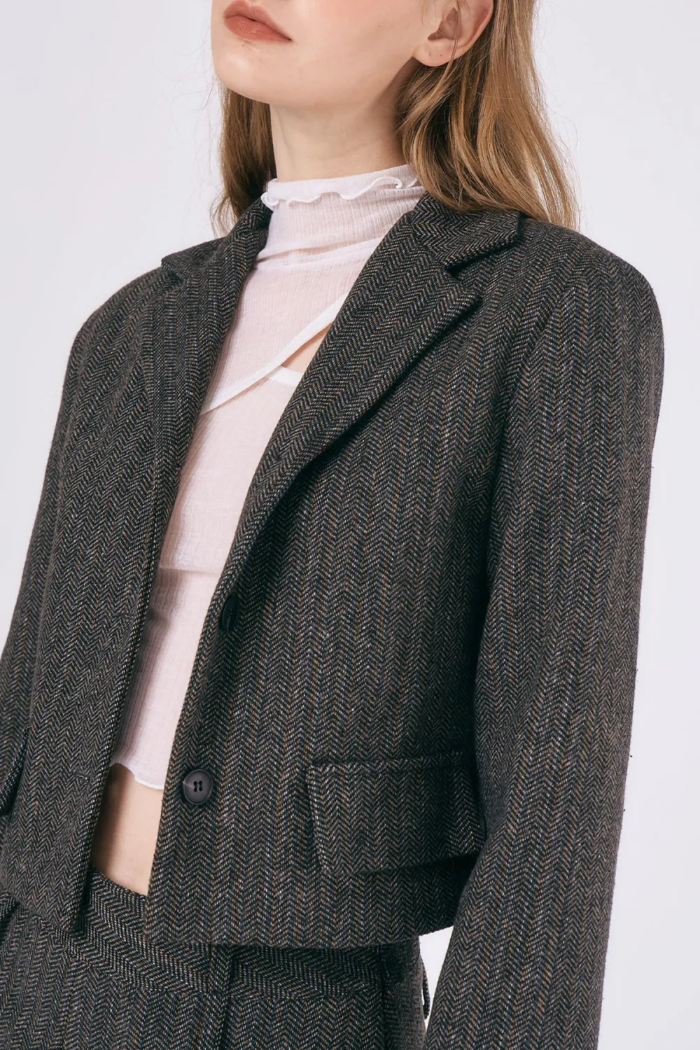 Herringbone Crop Jacket