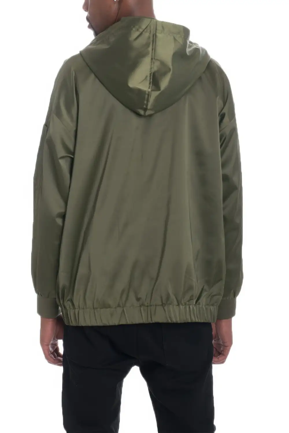 Hooded Full Zip Satin Windbreaker