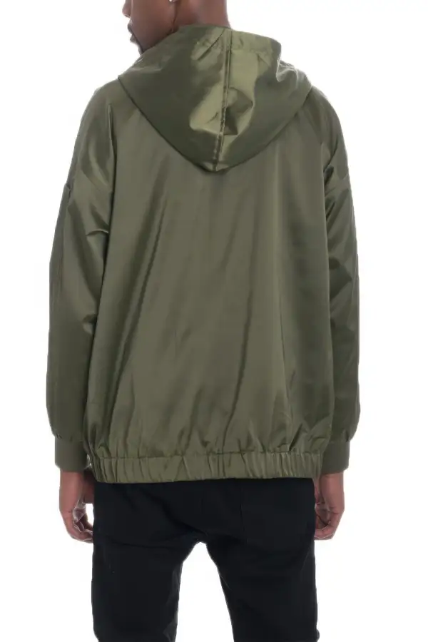 Hooded Full Zip Satin Windbreaker