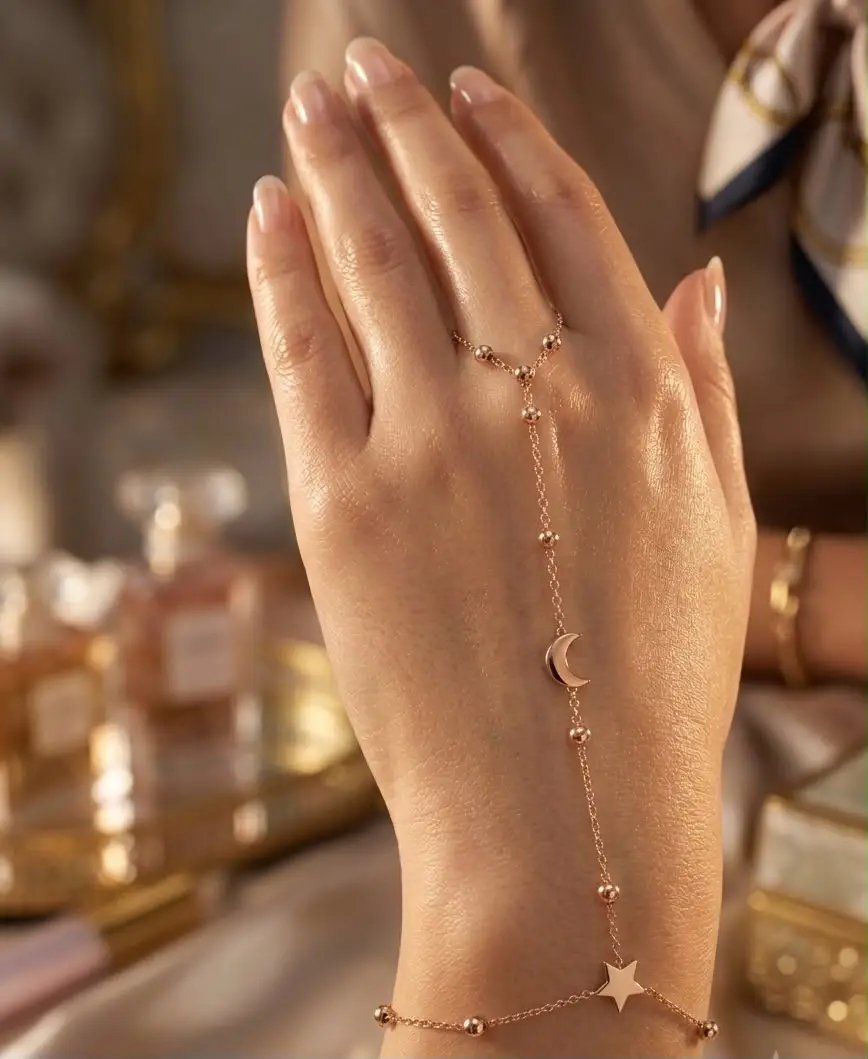 Stainless Steel Celestial Delicate Hand Chain Jewelry