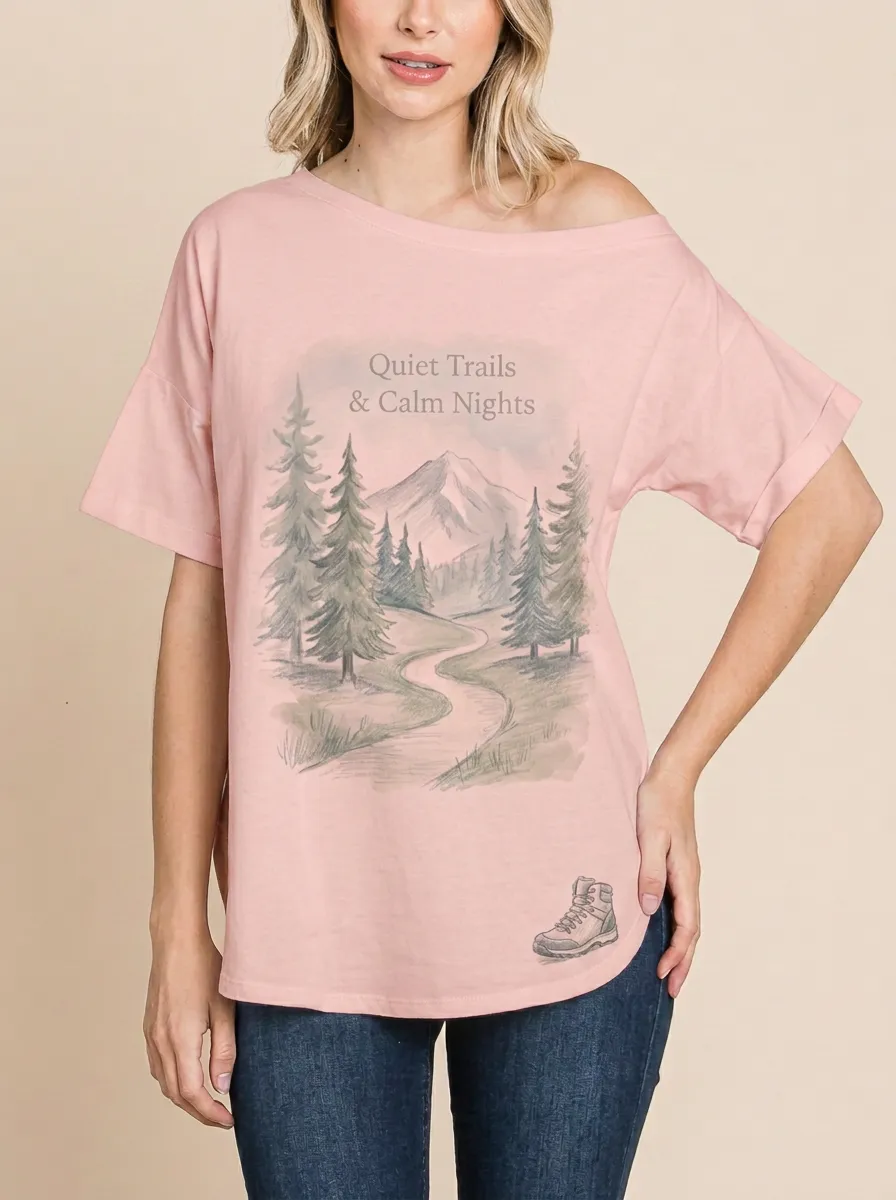 Women's Hiking Nature Lover Mountain Forest Printed T-shirt
