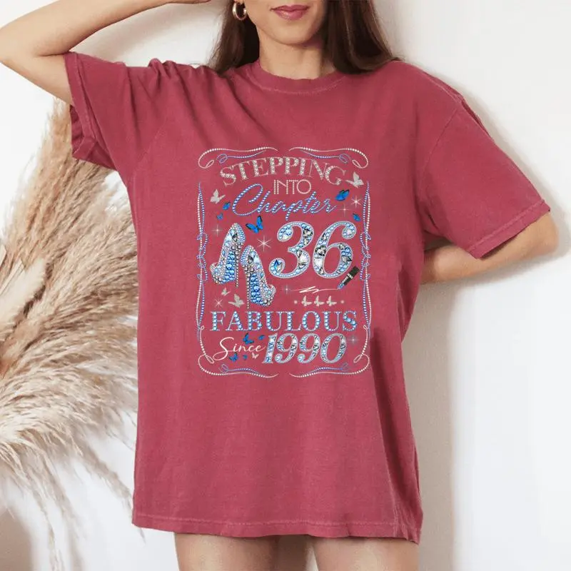 Stepping Into 36 Fabulous Since 1990 36th Birthday Women Women's Oversized Comfort Colors T-Shirt