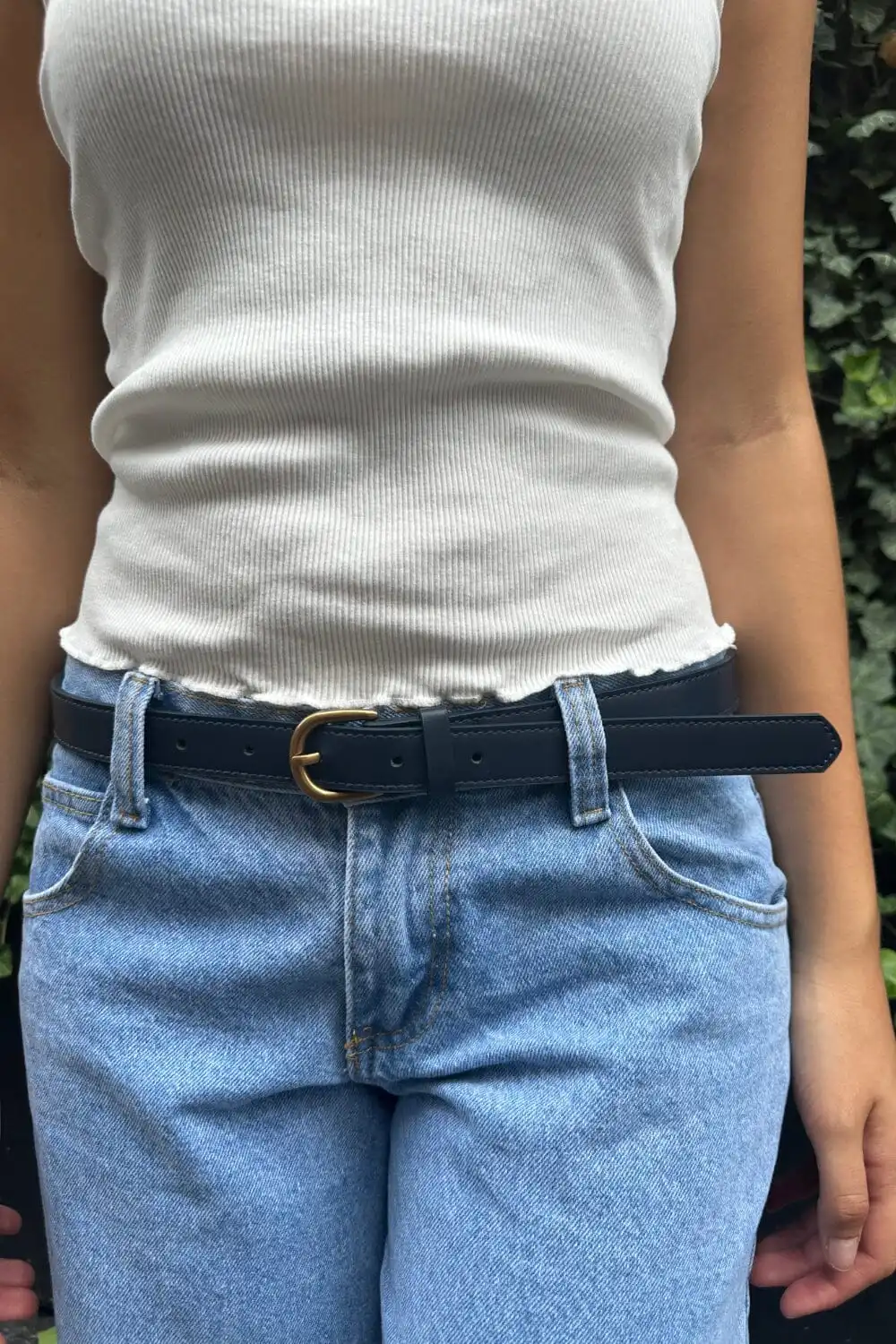 Faux Leather Buckle Belt