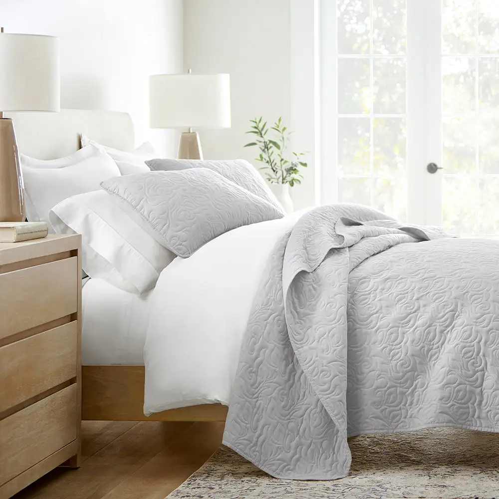 Floral Stitch Quilted Coverlet Set