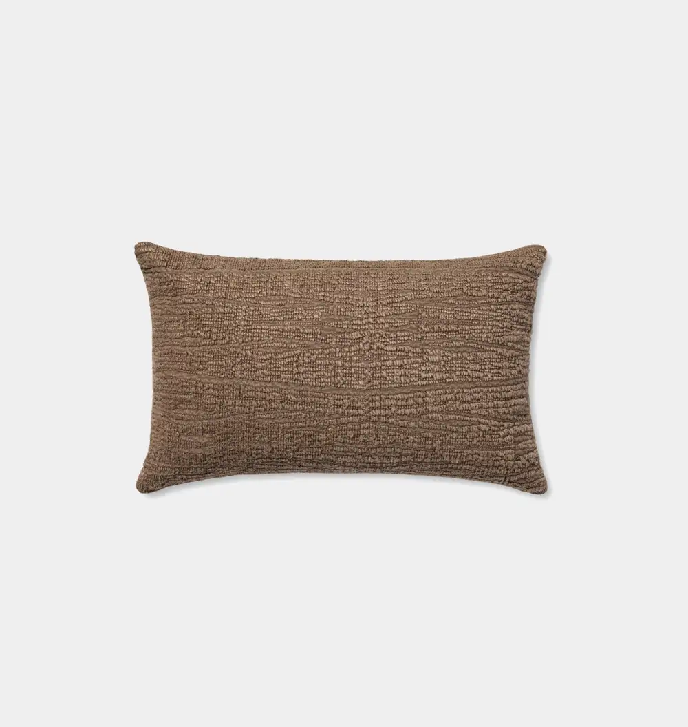 Brown Woven Pattern Lumbar Sofa Throw Pillow