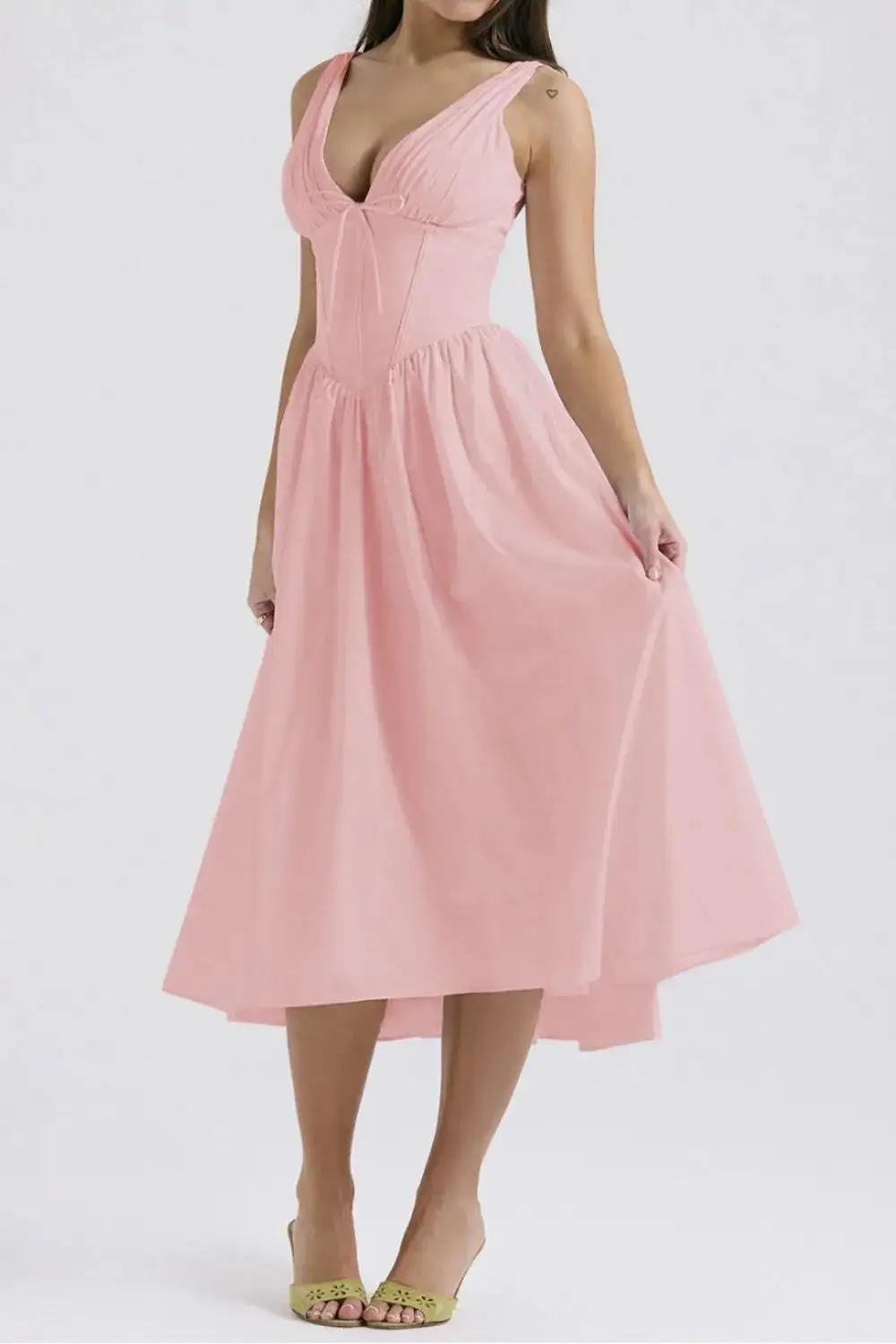 Modern V Neck Sleeveless Casual Dress