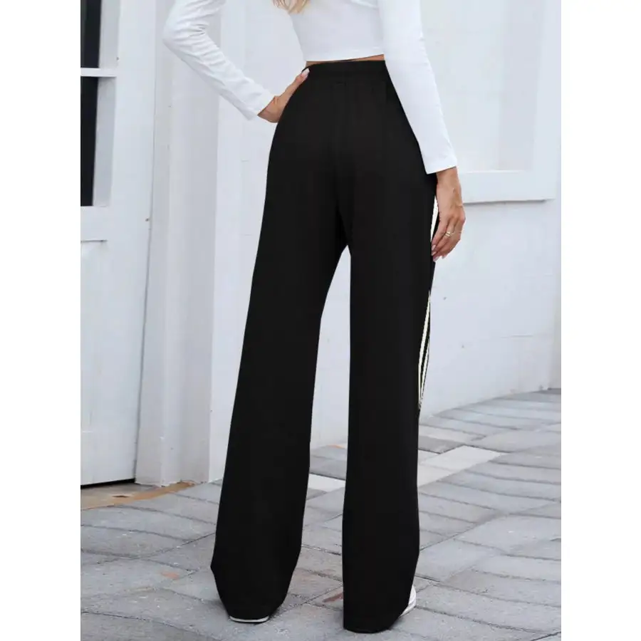 Side Striped Wide Leg Pants